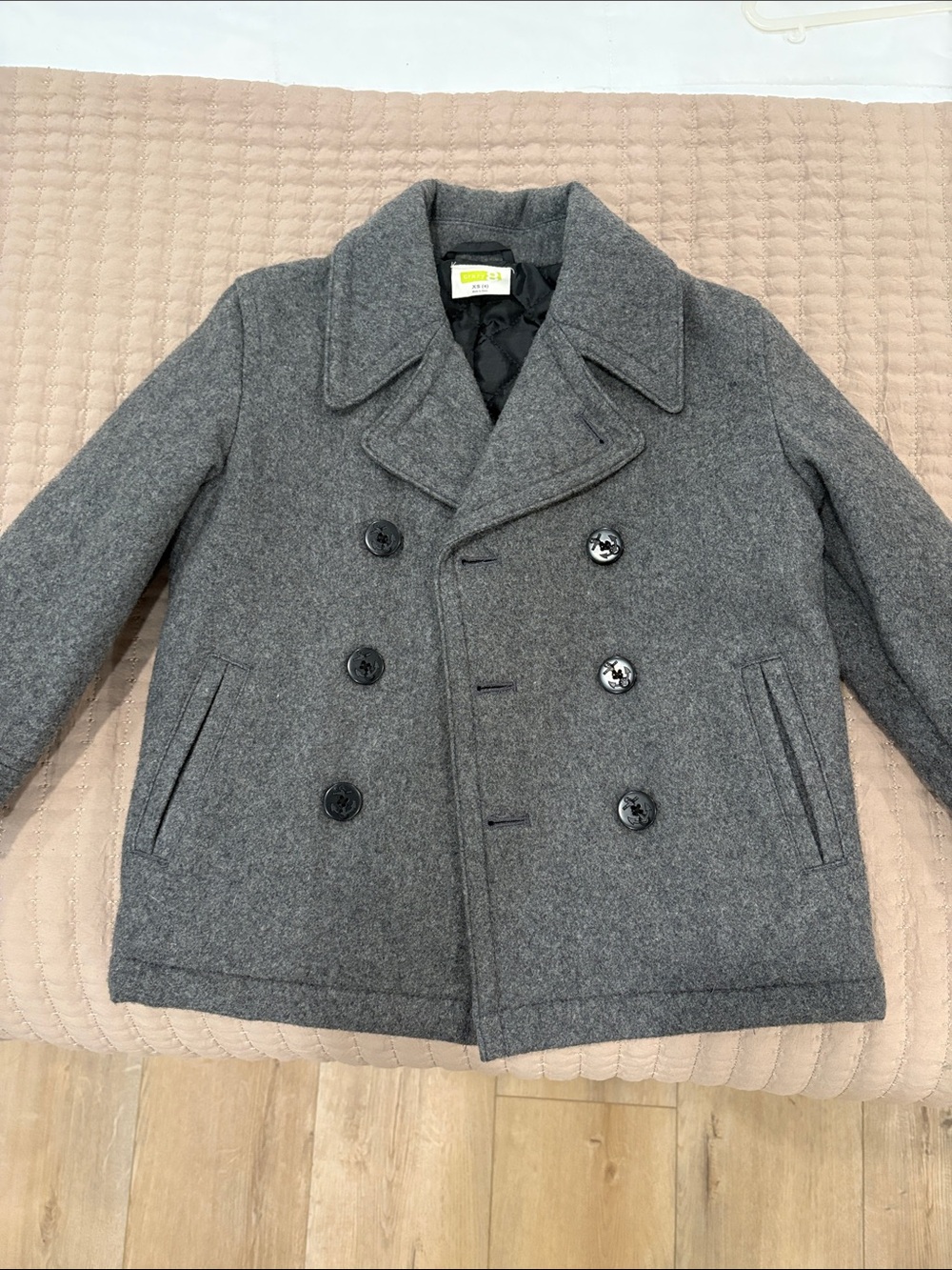 Crazy 8 Boys' Gray Wool Blend Pea Coat
